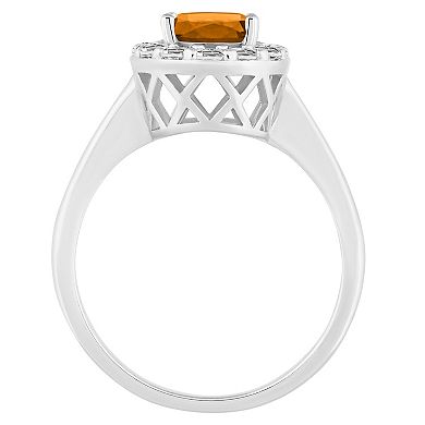 Celebration Gems Sterling Silver Gemstone Halo Ring
