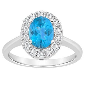 Celebration Gems Sterling Silver Gemstone Halo Ring