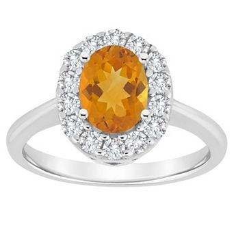 Celebration Gems Sterling Silver Gemstone Halo Ring