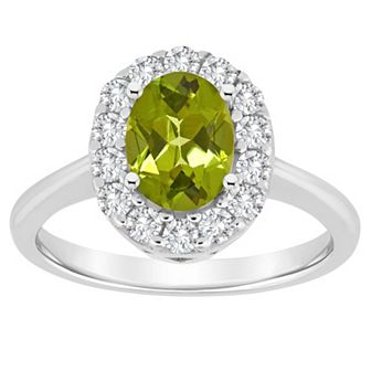 Celebration Gems Sterling Silver Gemstone Halo Ring