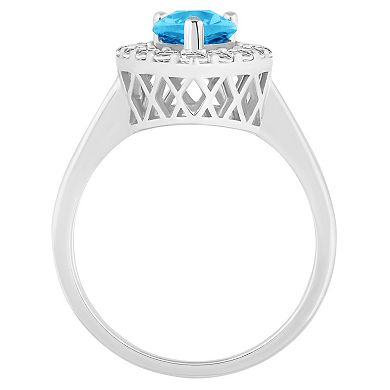 Celebration Gems Sterling Silver Pear Shape Gemstone Halo Ring