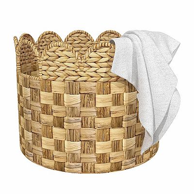 Zenna Home Round Water Hyacinth Large Storage Basket with