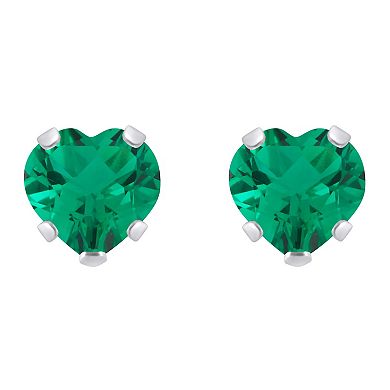 Celebration Gems 10k White Gold 5 mm Heart Shape Gemstone Stud Earrings