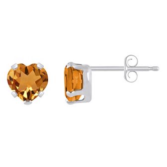 Celebration Gems 10k White Gold 5 mm Heart Shape Gemstone Stud Earrings