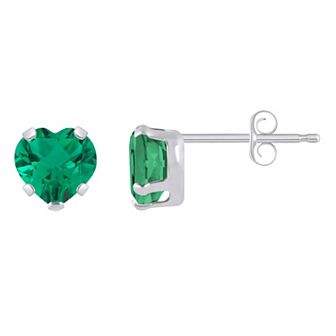 Celebration Gems 10k White Gold 5 mm Heart Shape Gemstone Stud Earrings