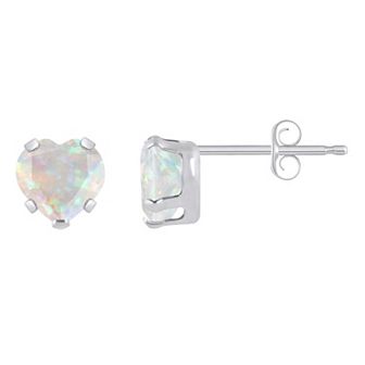 Celebration Gems 10k White Gold 5 mm Heart Shape Gemstone Stud Earrings