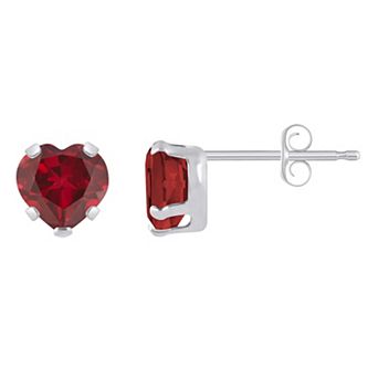 Celebration Gems 10k White Gold 5 mm Heart Shape Gemstone Stud Earrings