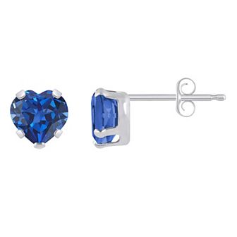 Celebration Gems 10k White Gold 5 mm Heart Shape Gemstone Stud Earrings