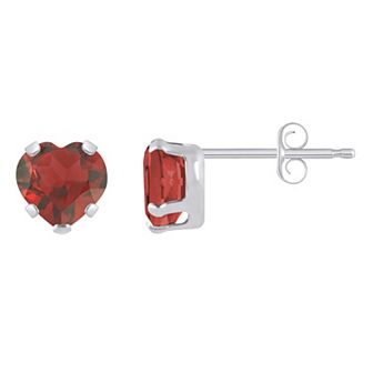 Celebration Gems 10k White Gold 5 mm Heart Shape Gemstone Stud Earrings