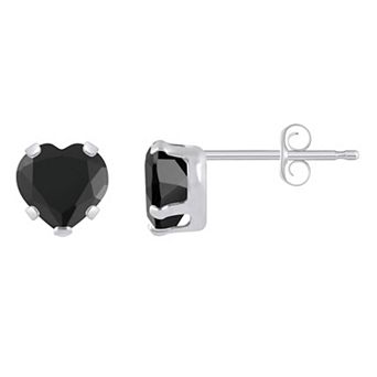 Celebration Gems 10k White Gold 5 mm Heart Shape Gemstone Stud Earrings