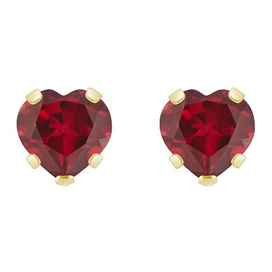 Celebration Gems 10k Gold 5 mm Heart Shape Gemstone Stud Earrings