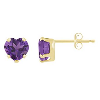 Celebration Gems 10k Gold 5 mm Heart Shape Gemstone Stud Earrings