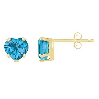 Celebration Gems 10k Gold 5 mm Heart Shape Gemstone Stud Earrings