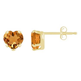 Celebration Gems 10k Gold 5 mm Heart Shape Gemstone Stud Earrings