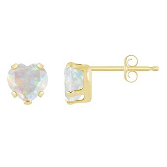 Celebration Gems 10k Gold 5 mm Heart Shape Gemstone Stud Earrings