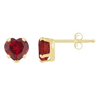 Celebration Gems 10k Gold 5 mm Heart Shape Gemstone Stud Earrings