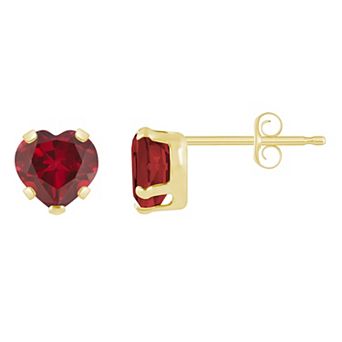 Celebration Gems 10k Gold 5 mm Heart Shape Gemstone Stud Earrings