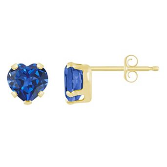 Celebration Gems 10k Gold 5 mm Heart Shape Gemstone Stud Earrings