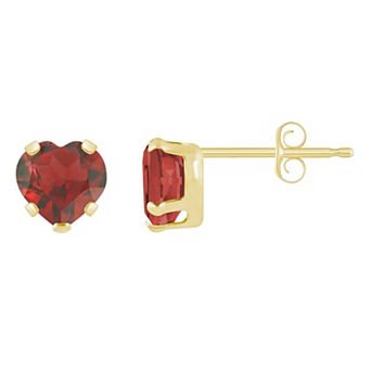 Celebration Gems 10k Gold 5 mm Heart Shape Gemstone Stud Earrings