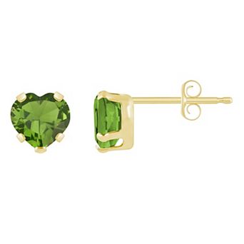 Celebration Gems 10k Gold 5 mm Heart Shape Gemstone Stud Earrings