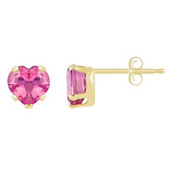 Celebration Gems 10k Gold 5 mm Heart Shape Gemstone Stud Earrings