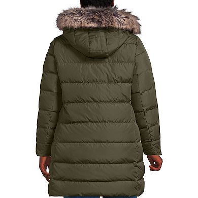 Plus Size Lands' End Faux Fur Hooded Down Puffer Coat