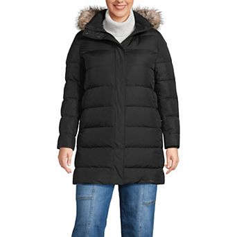 Plus Size Lands' End Faux Fur Hooded Down Puffer Coat