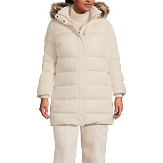 Plus Size Lands' End Faux Fur Hooded Down Puffer Coat