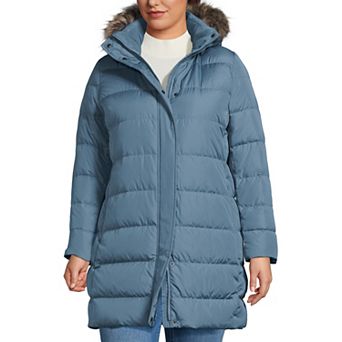 Plus Size Lands' End Faux Fur Hooded Down Puffer Coat