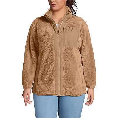 Plus Size Lands End Full Zip Cozy Sherpa Fleece Jacket