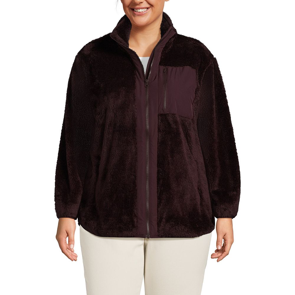 Plus Size Lands' End Full Zip Cozy Sherpa Fleece Jacket
