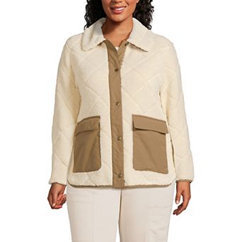 Plus Size Lands' End Quilted Fleece Button Front Jacket