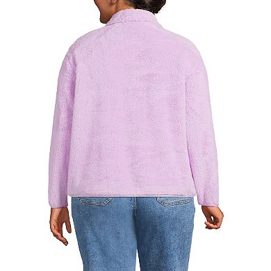 Plus Size Lands' End Half-Zip Sherpa Fleece Pullover Sweater