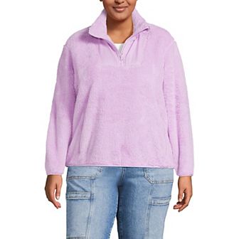 Plus Size Lands' End Half-Zip Sherpa Fleece Pullover Sweater