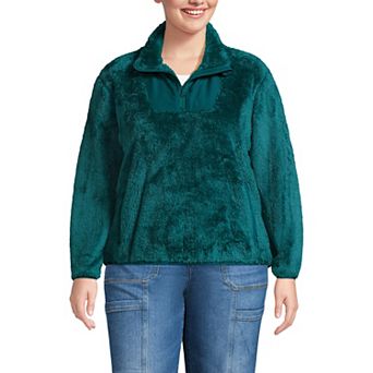 Plus Size Lands' End Half-Zip Sherpa Fleece Pullover Sweater