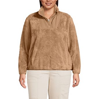Plus Size Lands' End Half-Zip Sherpa Fleece Pullover Sweater