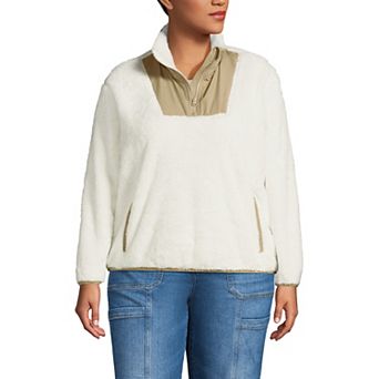 Plus Size Lands' End Half-Zip Sherpa Fleece Pullover Sweater