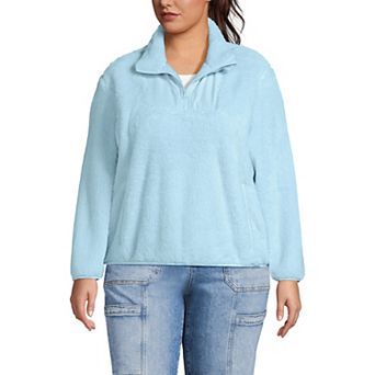 Plus Size Lands' End Half-Zip Sherpa Fleece Pullover Sweater