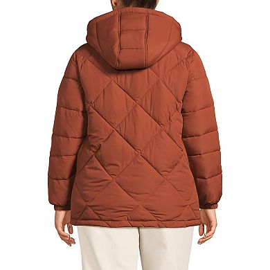 Plus Lands' End FeatherFree Insulated Hooded Quilted Jacket