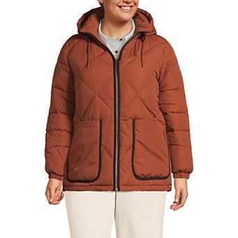 Plus Lands' End FeatherFree Insulated Hooded Quilted Jacket