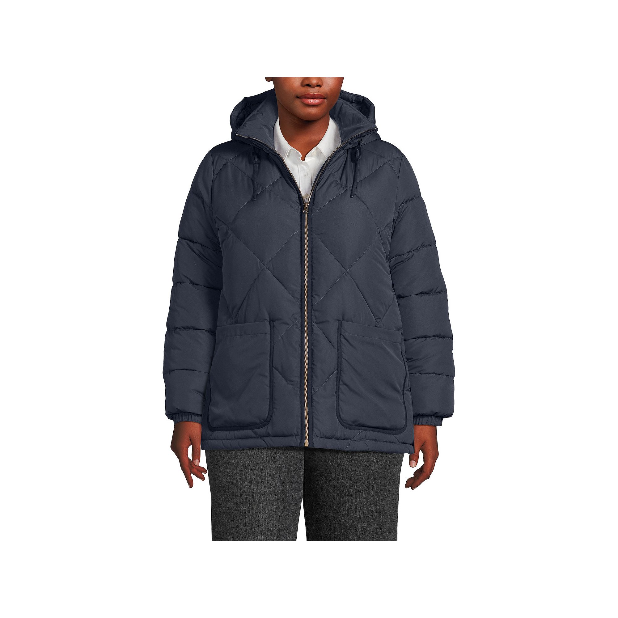 Plus Lands End FeatherFree Insulated Hooded Quilted Jacket, Womens, Size: