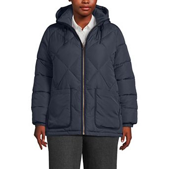 Plus Lands' End FeatherFree Insulated Hooded Quilted Jacket