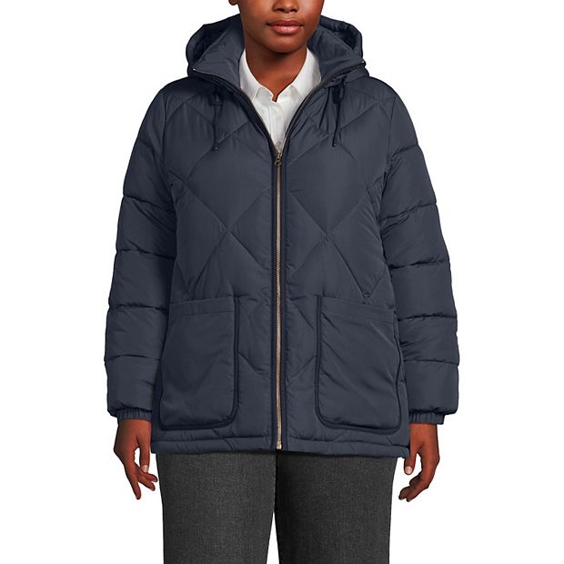 Plus Lands' End FeatherFree Insulated Hooded Quilted Jacket