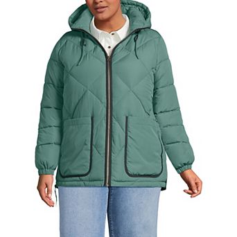 Plus Lands' End FeatherFree Insulated Hooded Quilted Jacket