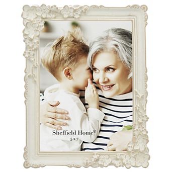 Sheffield Home 5" x 7" Shabby White Floral Tabletop Frame