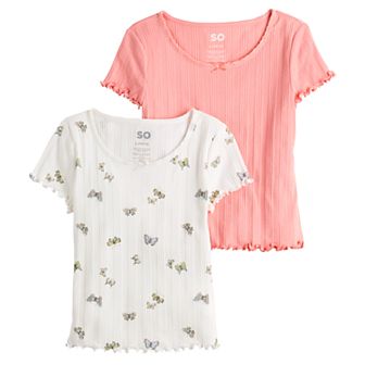 Girls 6-20 SO® 2-Pack Lace Trim Tee in Regular & Plus Size