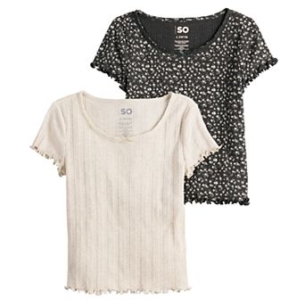 Girls 6-20 SO® 2-Pack Lace Trim Tee in Regular & Plus Size
