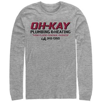Big & Tall Home Alone Oh-Kay Plumbing & Heating Logo Long Sleeve Graphic Tee