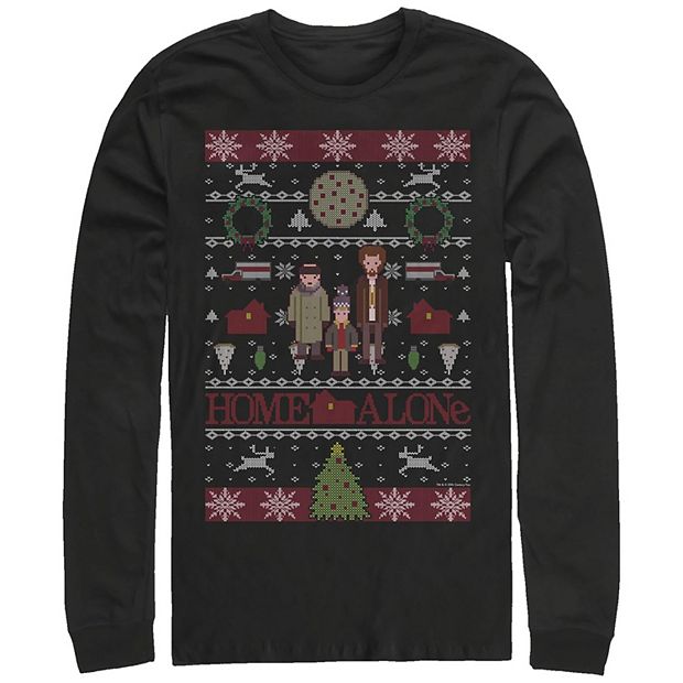 Big Tall Home Alone Christmas Sweater Long Sleeve Graphic Tee