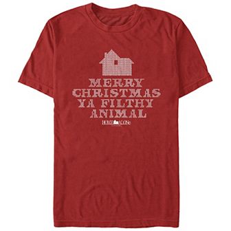 Big & Tall Home Alone Merry Christmas Ya Filthy Animal Cross Stitch Graphic Tee